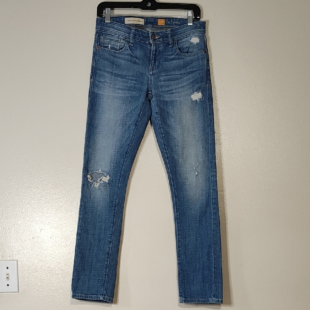 Anthropologie Pilcro Womens Hyphen Slim Skinny Jeans Blue Distress size 26